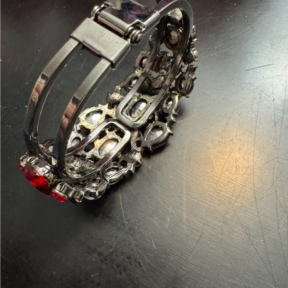 Vintage Rhinestone Clamper Cuff Bracelet Revival Statement Piece Art Deco - Picture 7 of 8